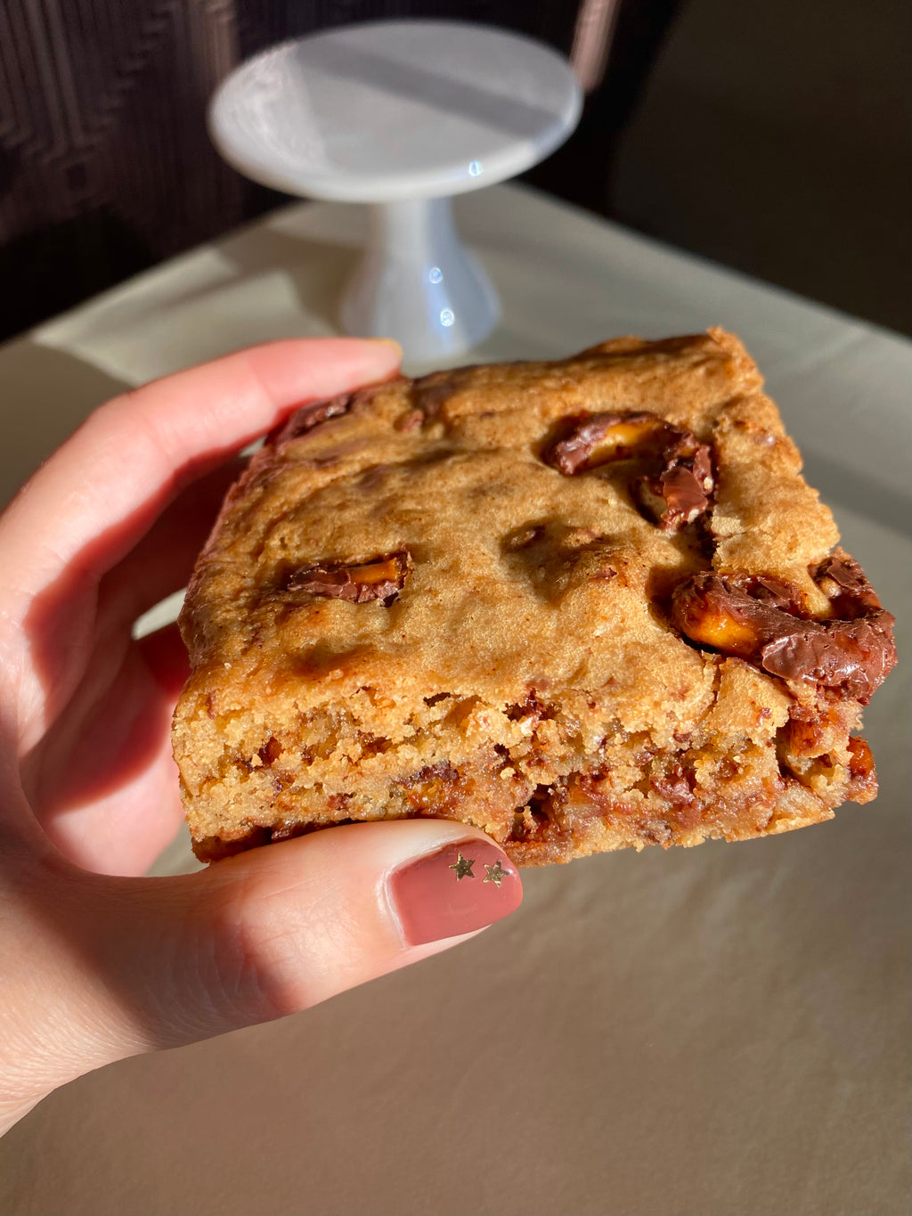Chocolate & Toffee Covered Pretzel Cookie Bar